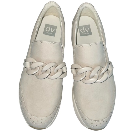 NEW 9 Dolce Vita Bizzie Platform Wedge Loafer Sneaker w/ Chain Detail - Dune - Picture 11 of 13